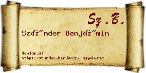 Szünder Benjámin névjegykártya